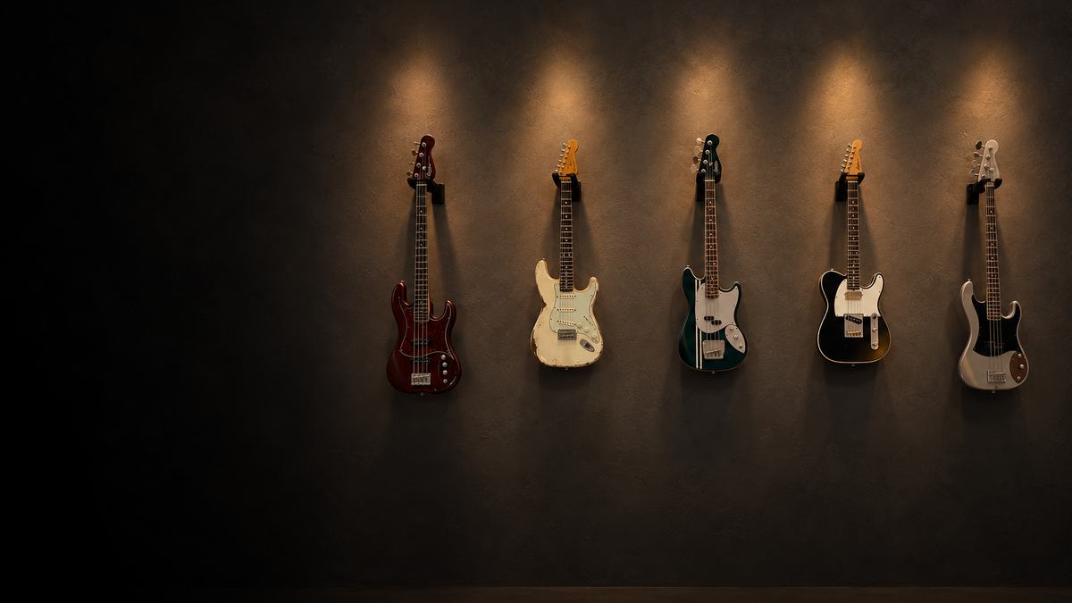 Darryl Jones basses on the wall at The Recording Club
